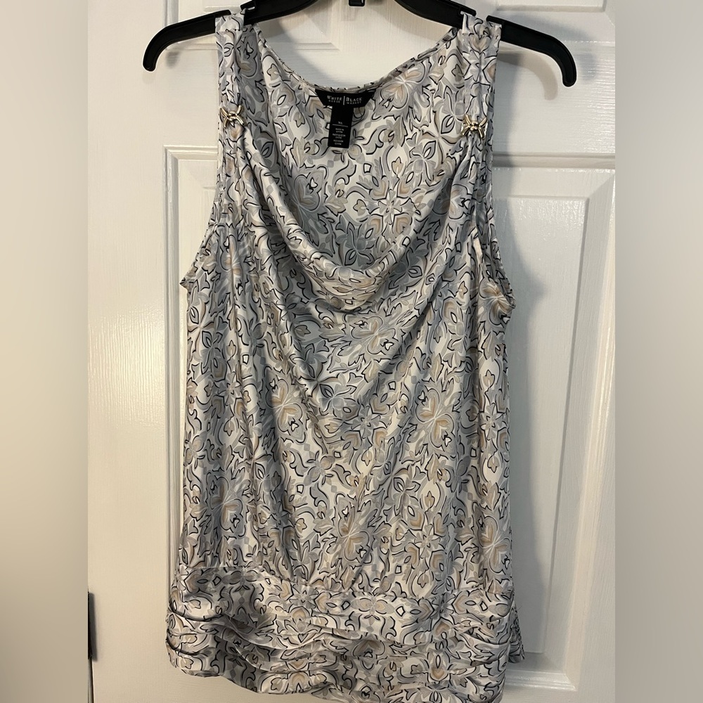 WHBM Sleeveless top, gathered waistline, scoop neckline